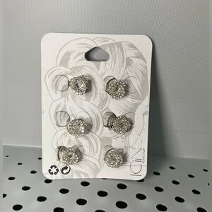 Icing Faux Rhinestone Halo Hair Spinners in Silver Twist Design Set of 6